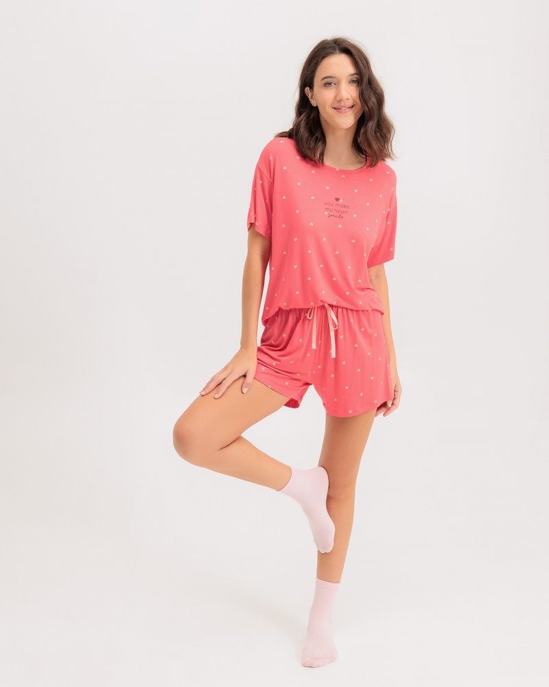 Pijama Feminino Manga Curta Com Shorts