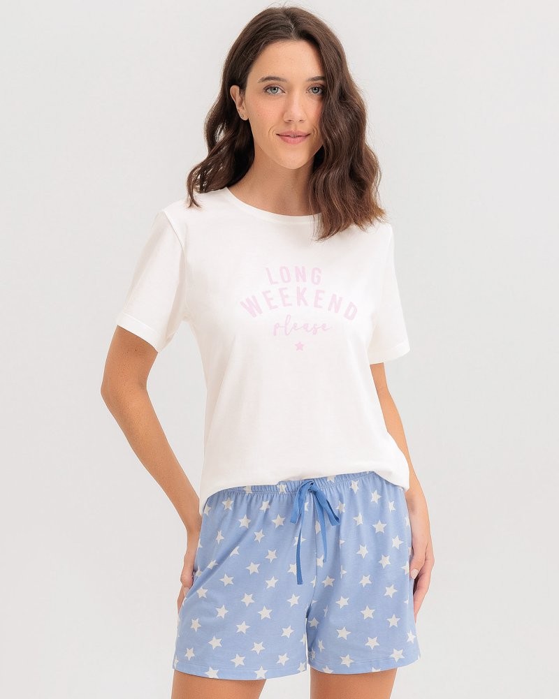 Pijama Feminino Manga Curta Com Shorts