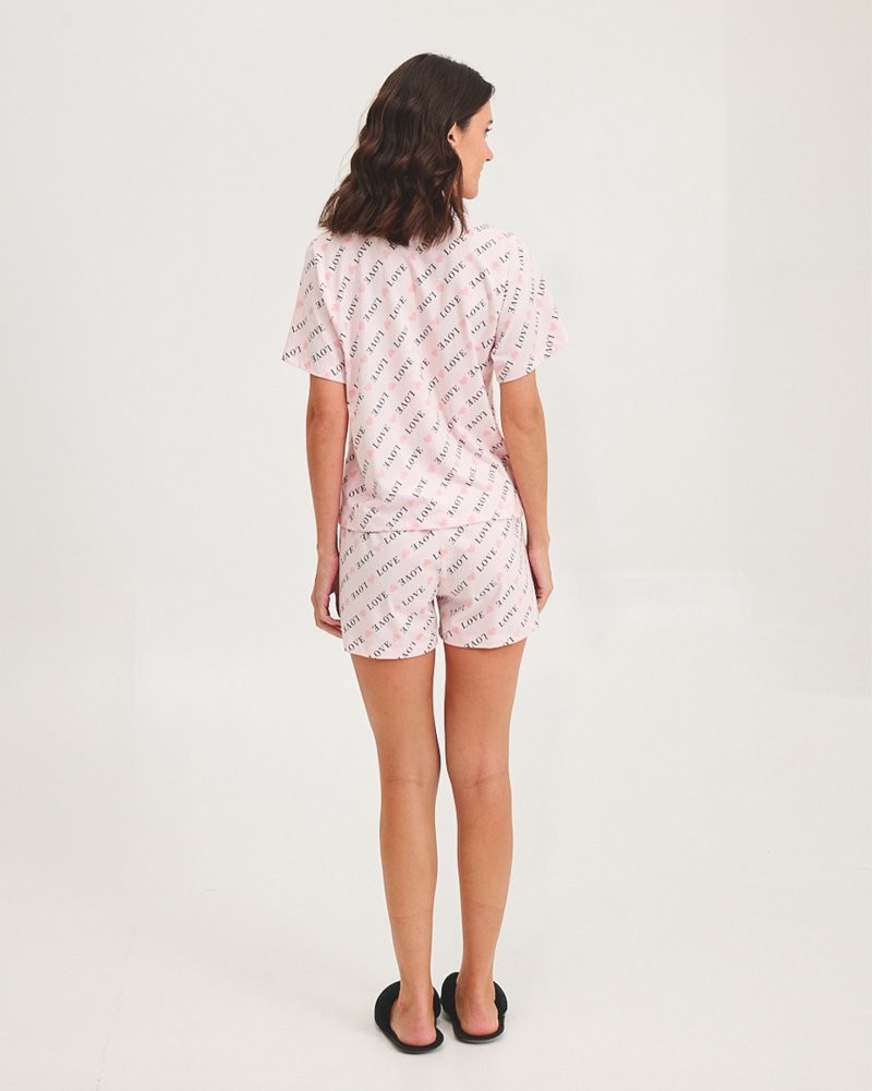 Pijama Feminino Manga Curta Americano Com Shorts