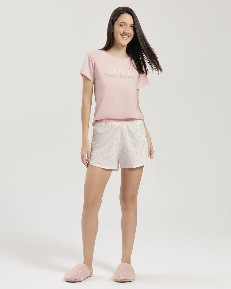 Pijama Feminino Manga Curta com Shorts