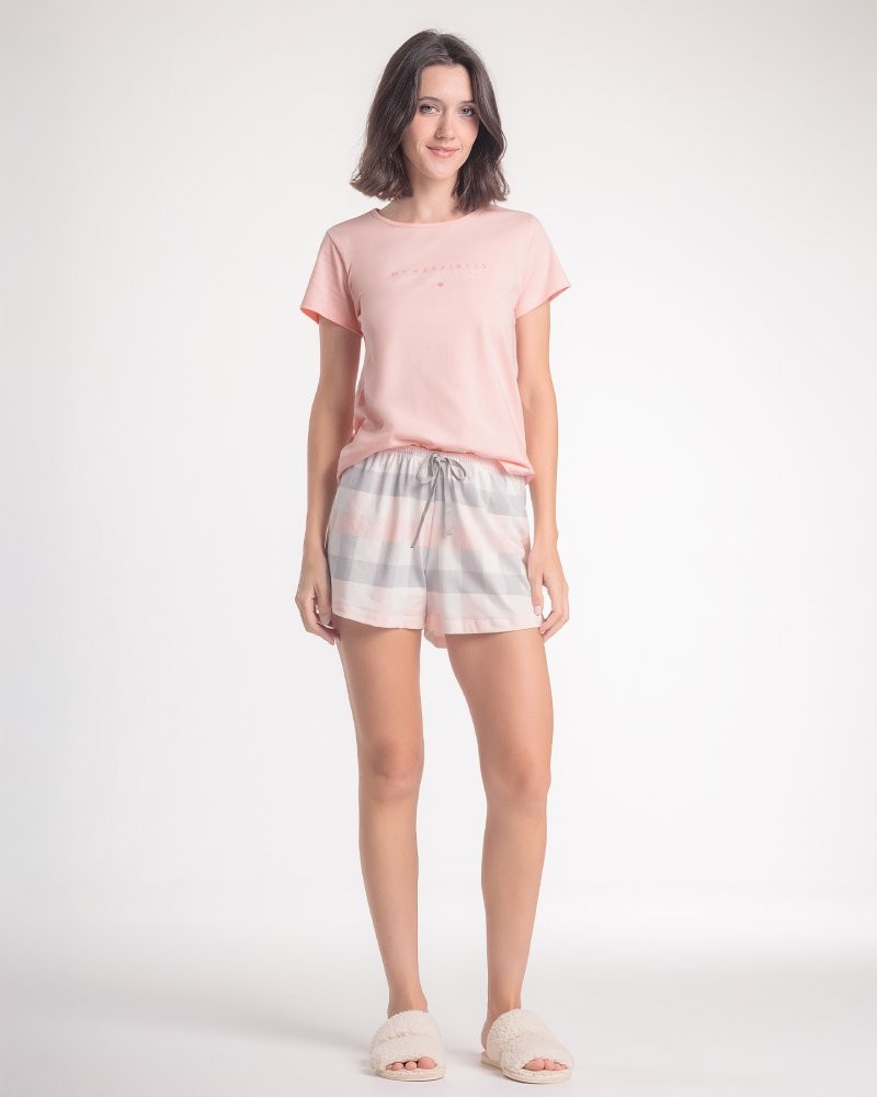 Pijama Feminino Manga Curta com Shorts