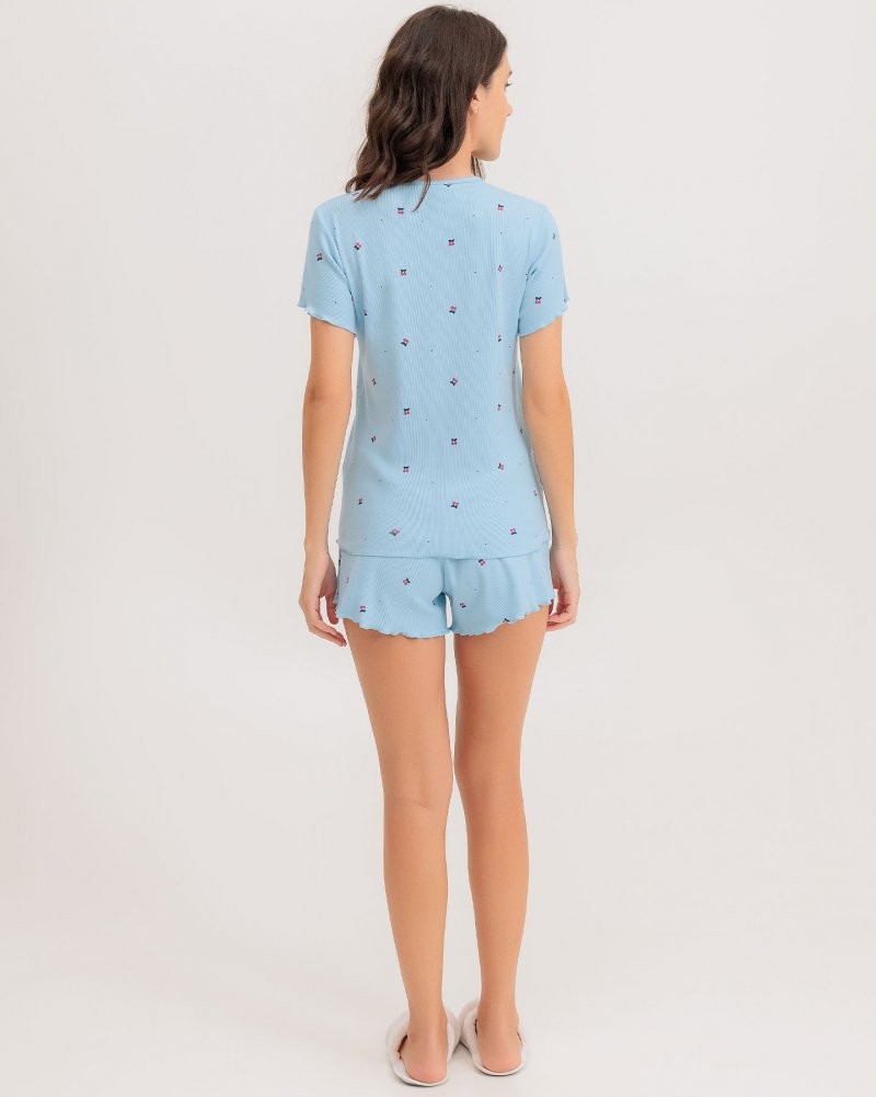 Pijama Feminino Manga Curta Com Shorts