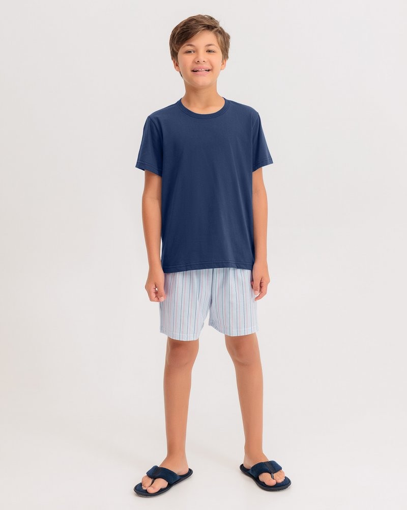 Pijama Masculino Infantil Manga Curta Com Shorts