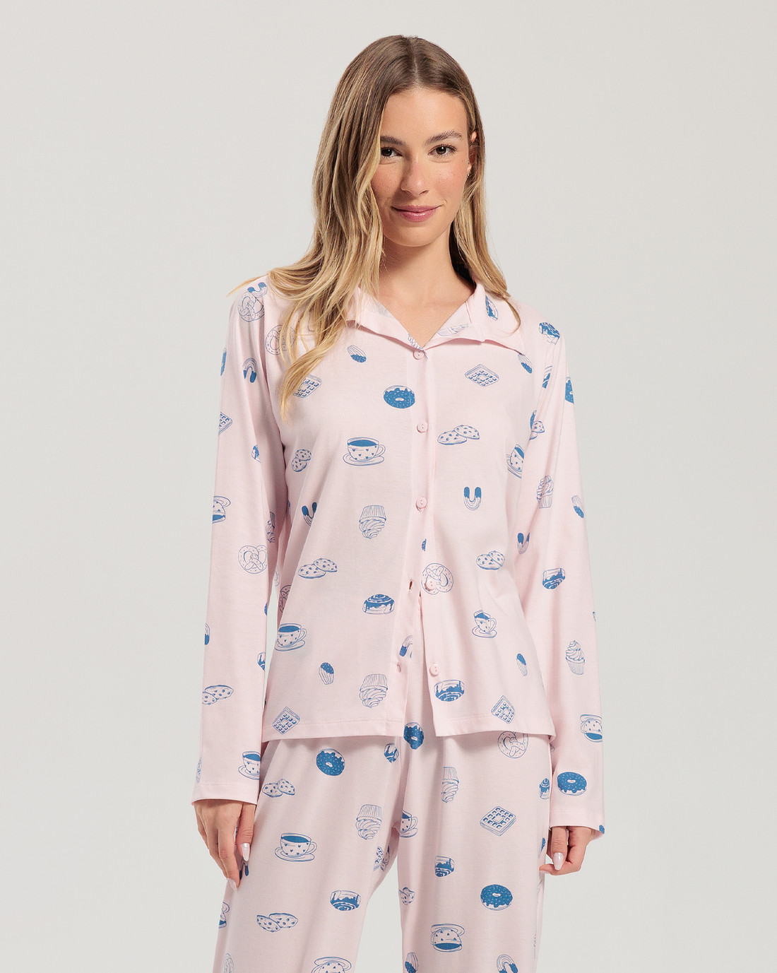 Pijama Feminino Manga Longa Americano Com Calça Pijama Feminino Manga Longa Americano Com Calça