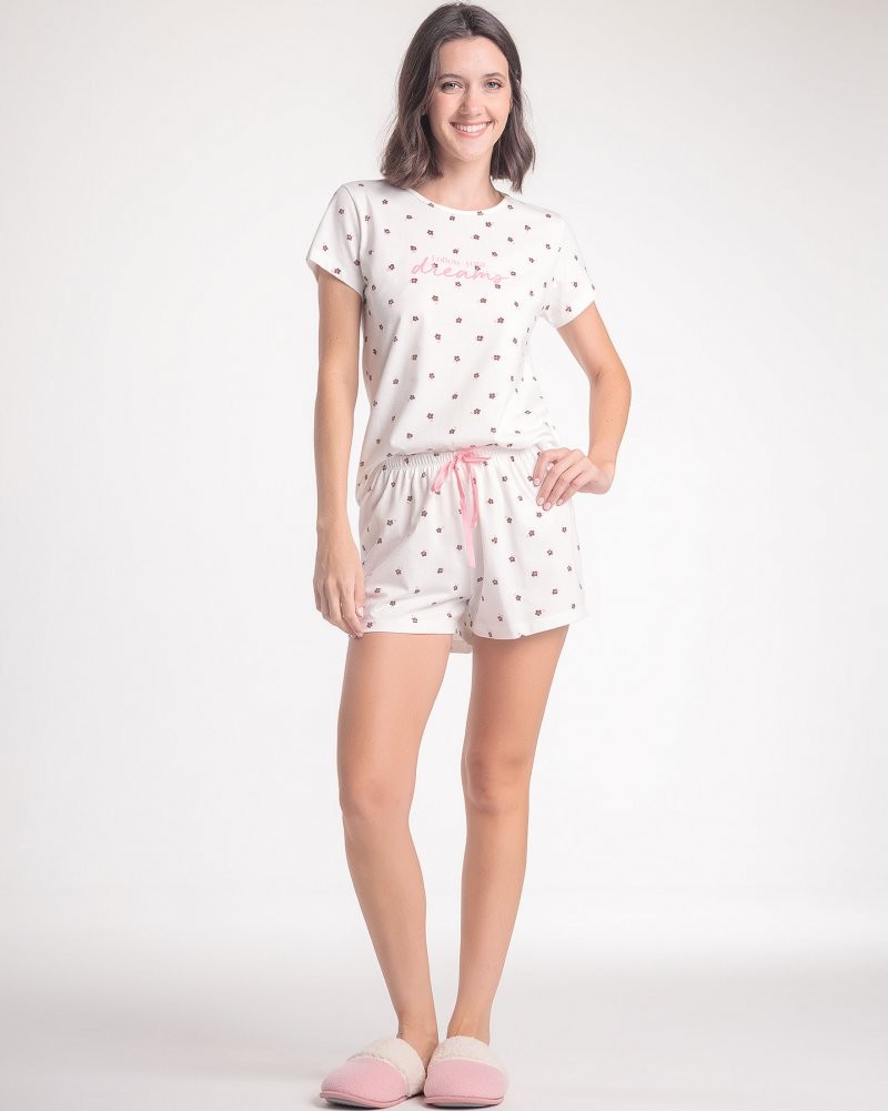 Pijama Feminino Manga Curta com Shorts