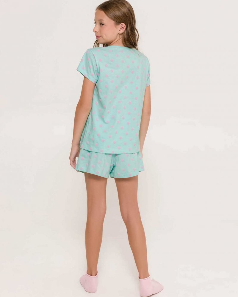 Pijama Feminino Infantil Manga Curta com Shorts Pijama Feminino Infantil Manga Curta com Shorts