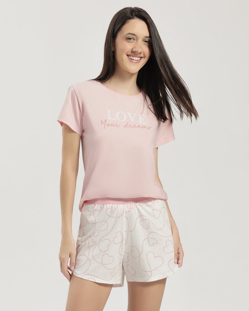 Pijama Feminino Manga Curta com Shorts