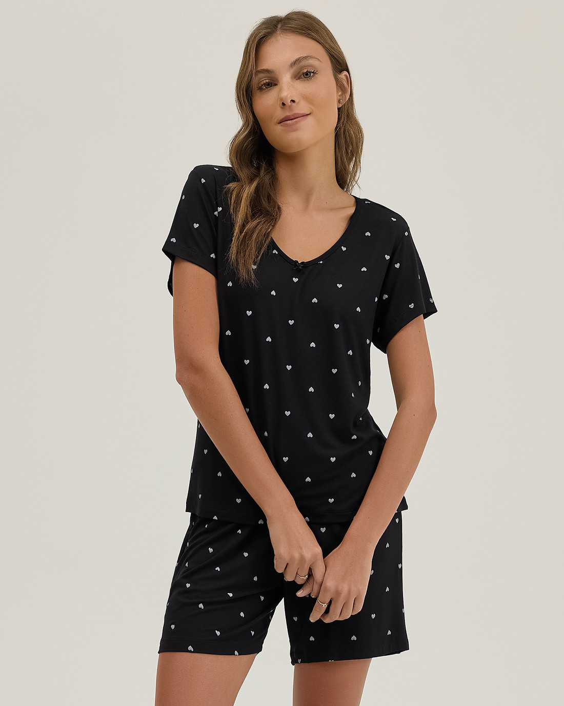 Pijama Feminino Manga Curta Com Bermuda Pijama Feminino Manga Curta Com Bermuda