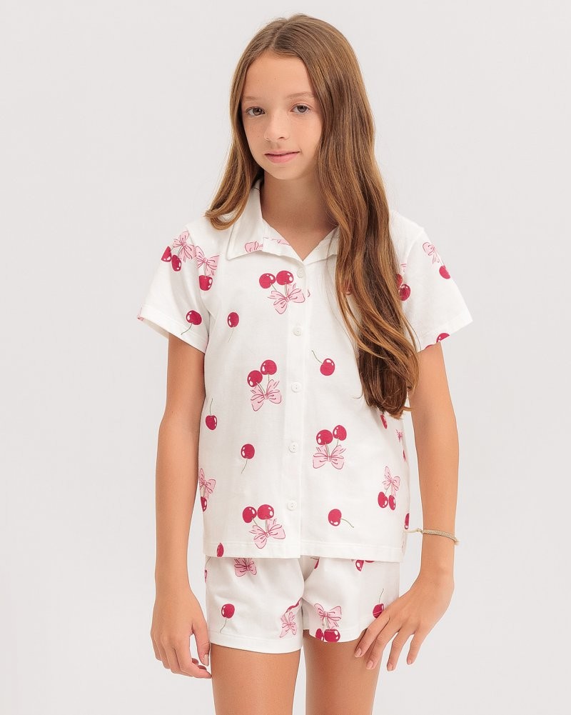 Pijama Infantil Feminino Manga Curta Americano com Shorts