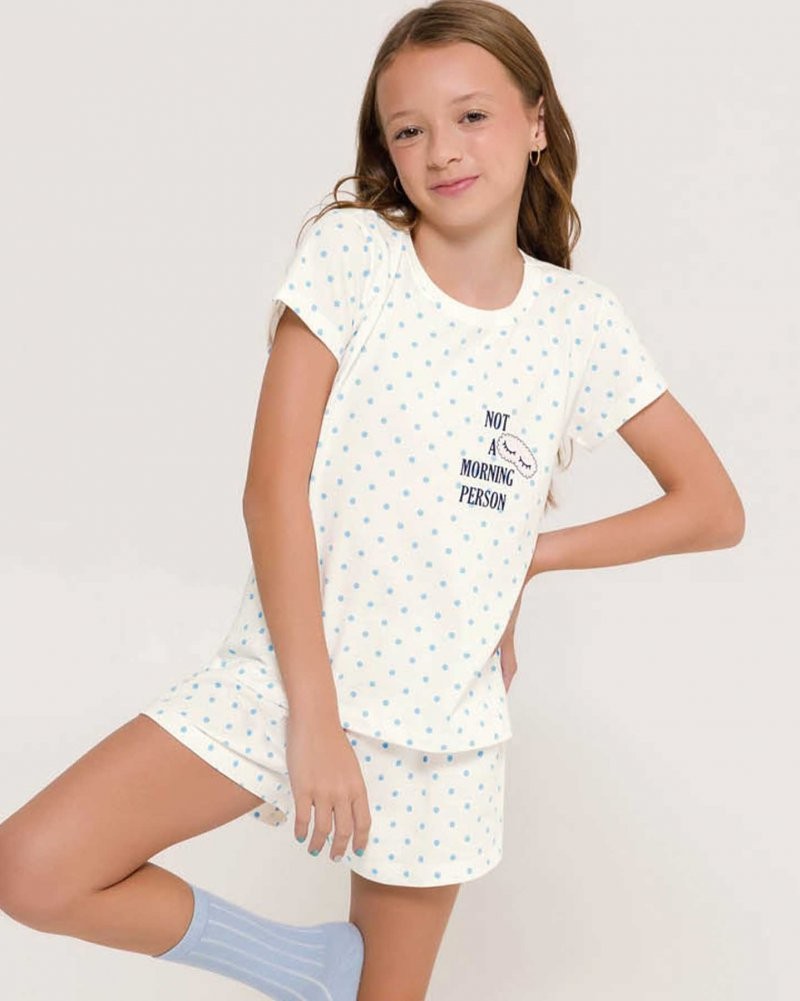 Pijama Feminino Infantil Manga Curta com Shorts