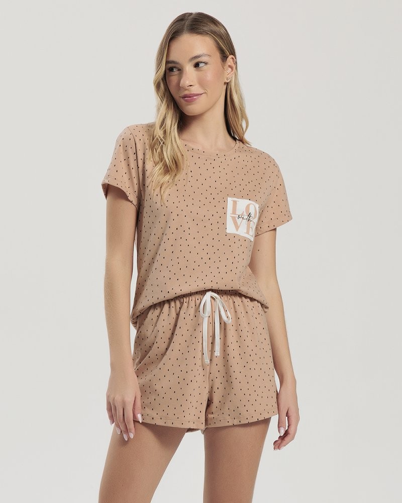 Pijama Feminino Manga Curta com Shorts
