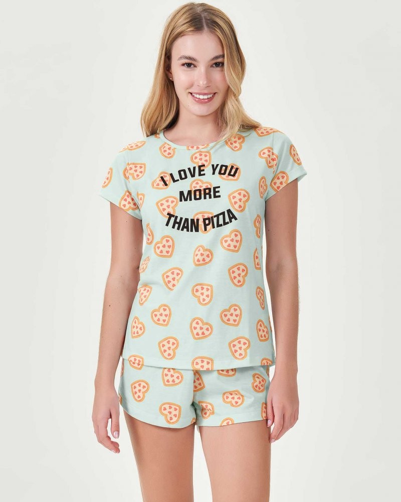 Pijama Feminino Manga Curta Com Shorts