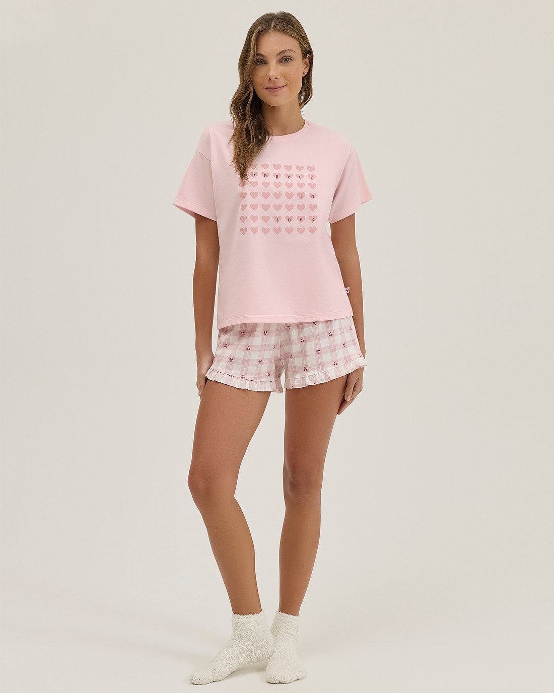 Pijama Feminino Manga Curta Com Shorts