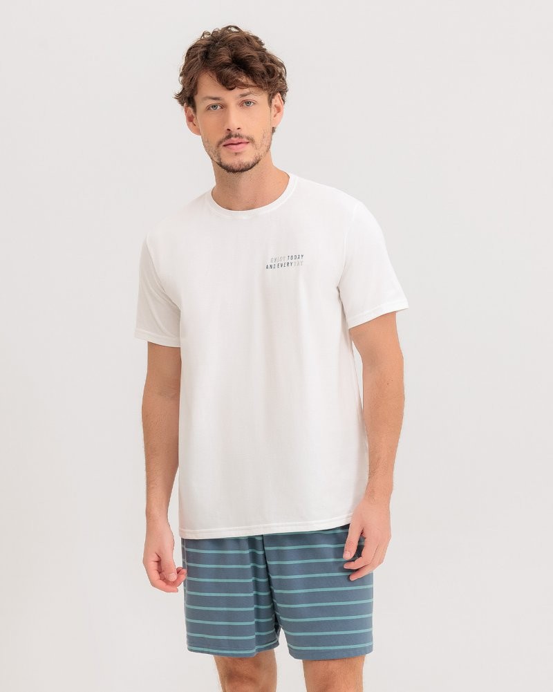 Pijama Masculino Manga Curta Com Bermuda Pijama Masculino Manga Curta Com Bermuda
