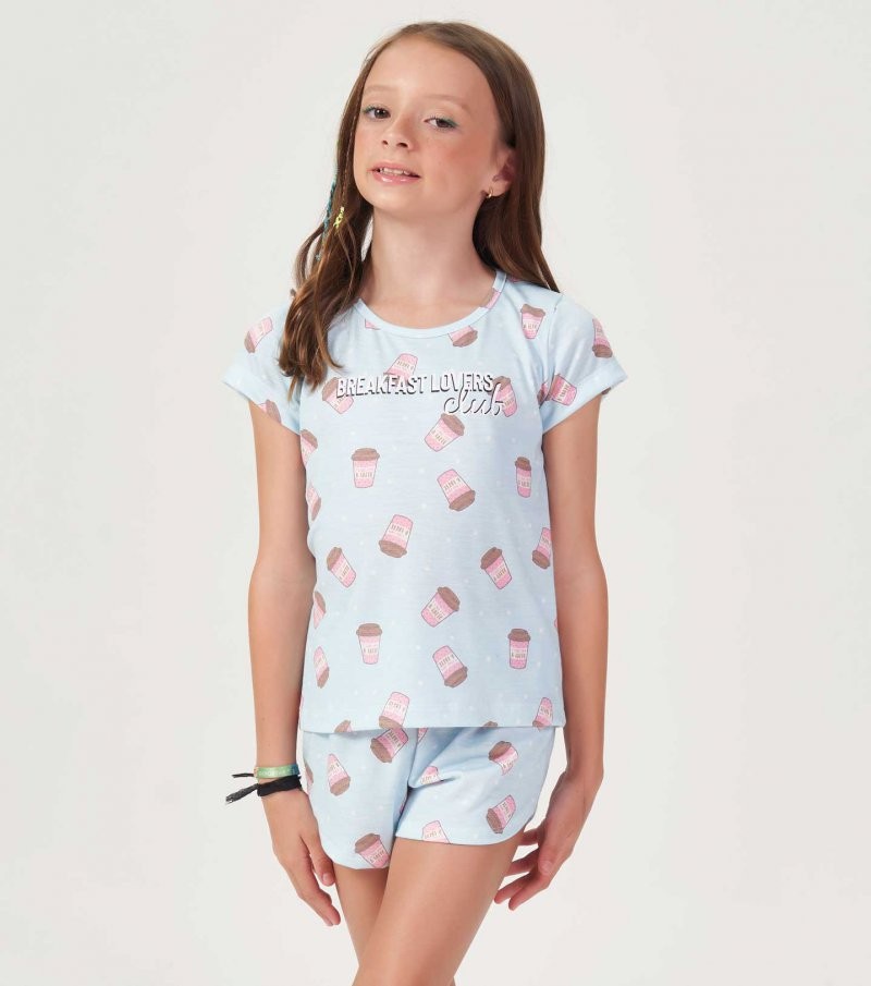 Short Doll Manga Curta Infantil Feminino