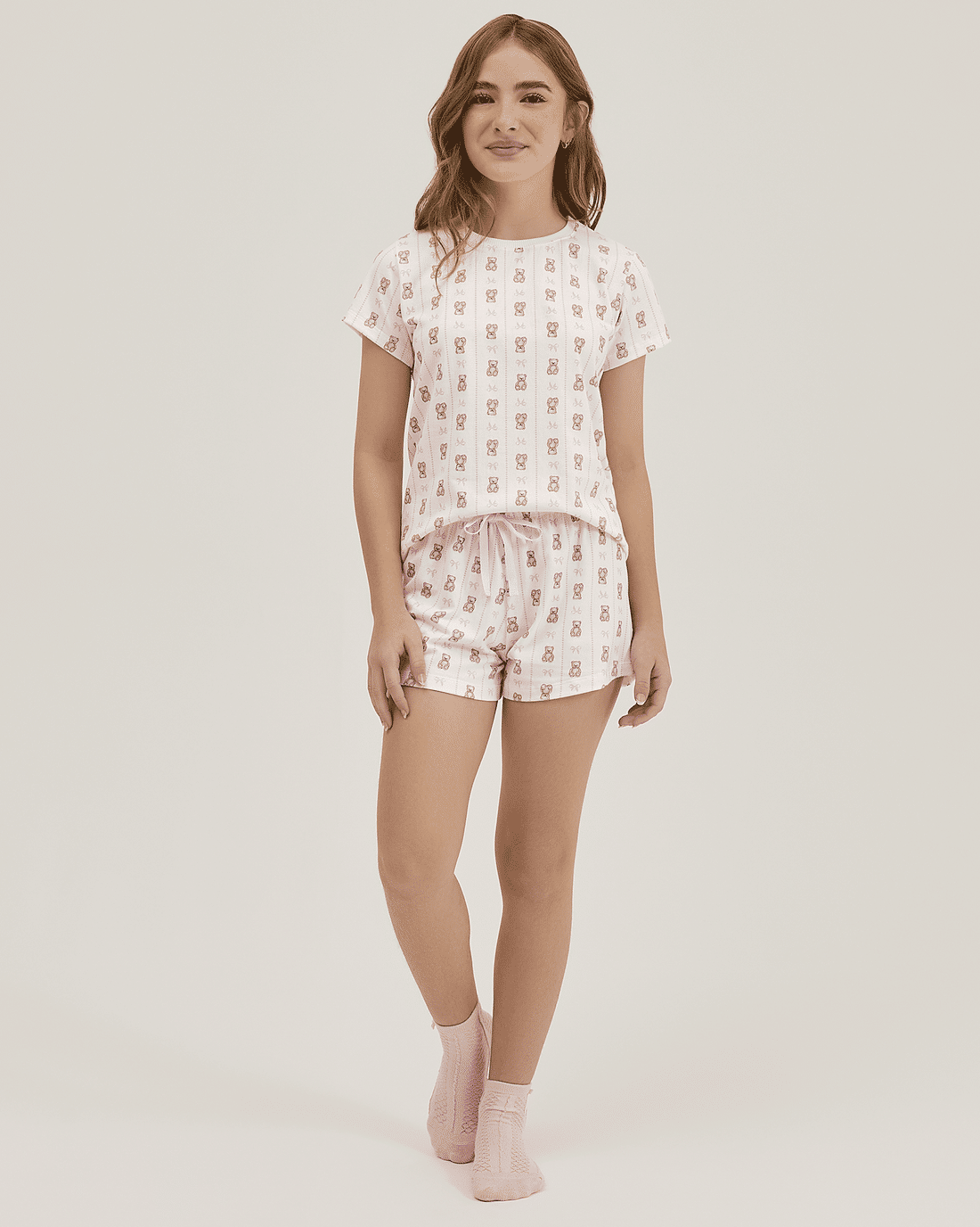 Pijama Feminino Infantil Manga Curta Com Shorts Pijama Feminino Infantil Manga Curta Com Shorts
