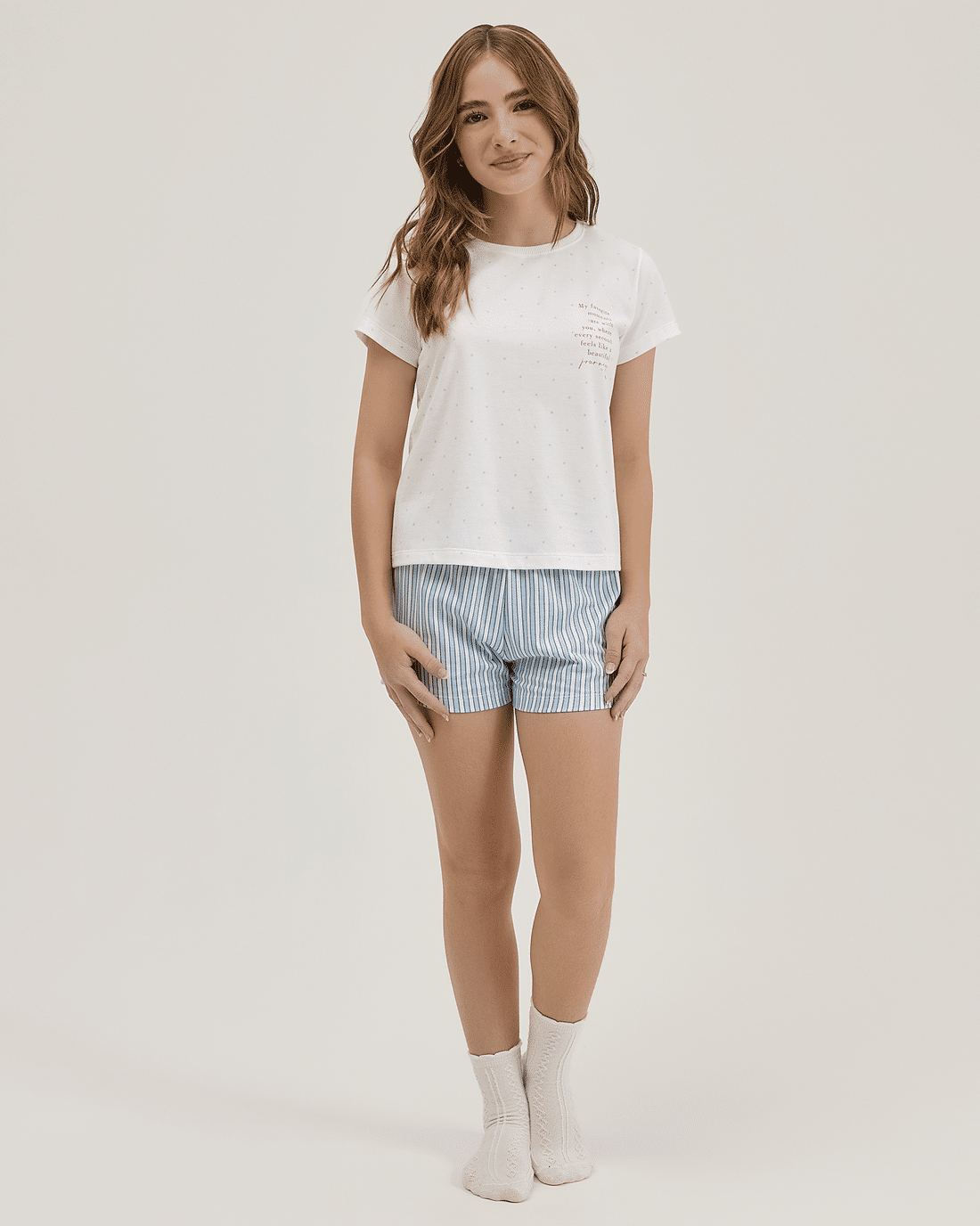 Pijama Feminino Infantil Manga Curta Com Shorts