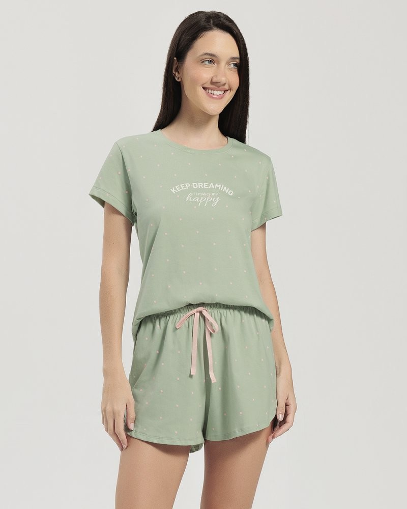 Pijama Feminino Manga Curta Com Shorts