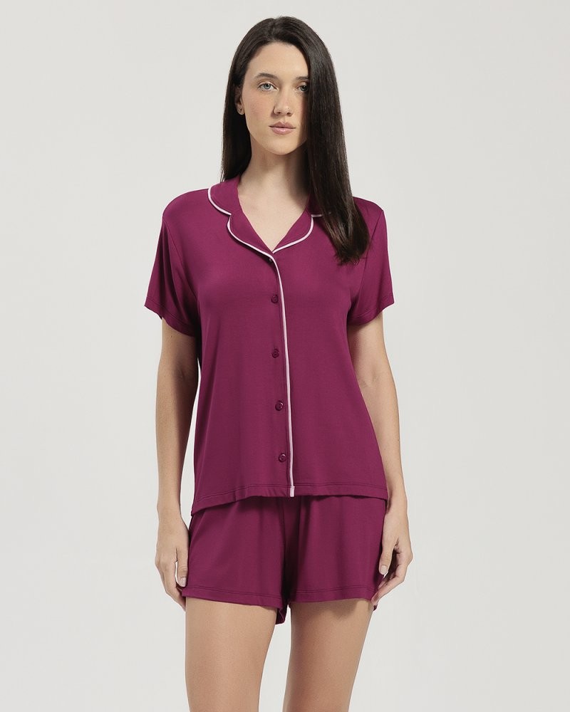 Pijama Feminino Manga Curta Americano com Shorts