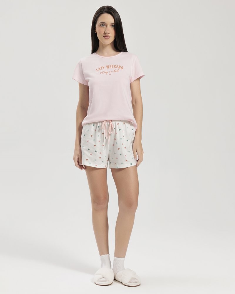 Pijama Feminino Manga Curta com Shorts