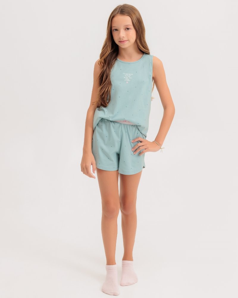 Pijama Infantil Feminino Regata Com Shorts