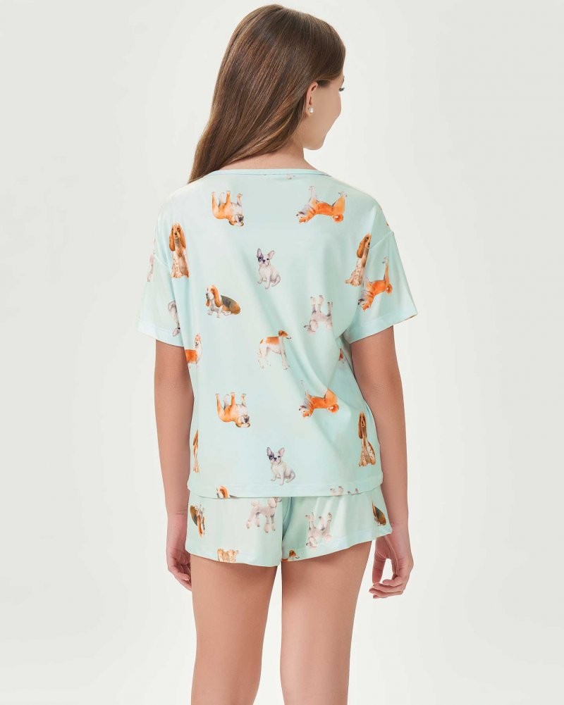 Pijama Infantil Feminino Manga Curta Com Shorts