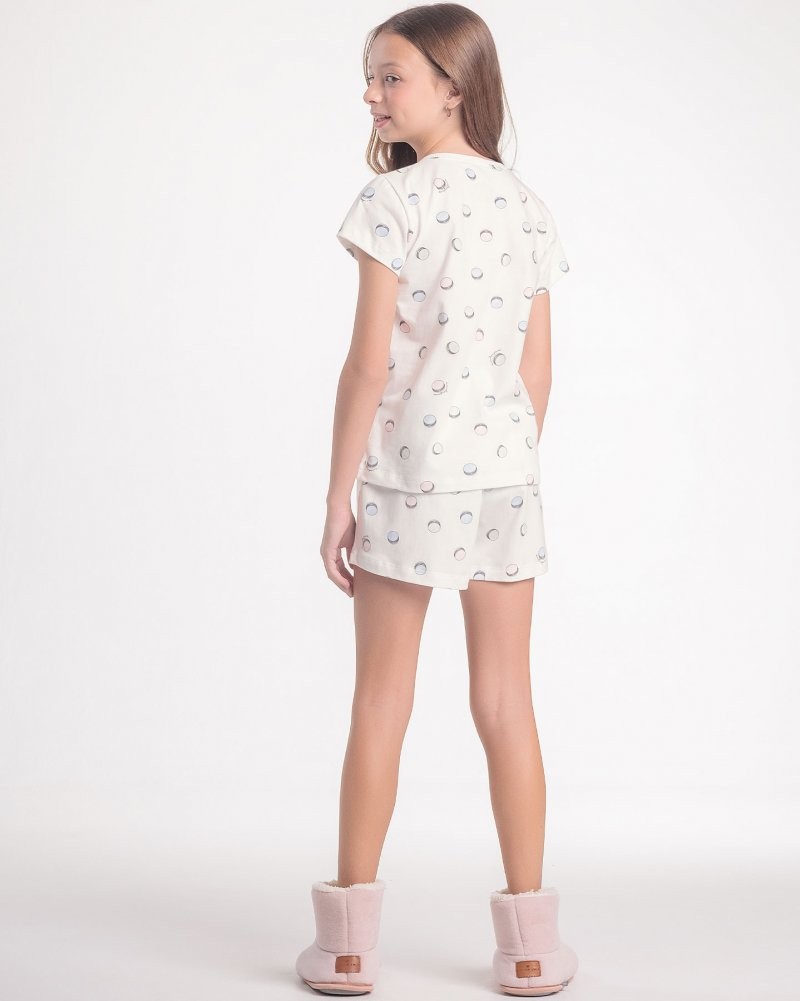 Pijama Infantil Feminino Manga Curta com Shorts