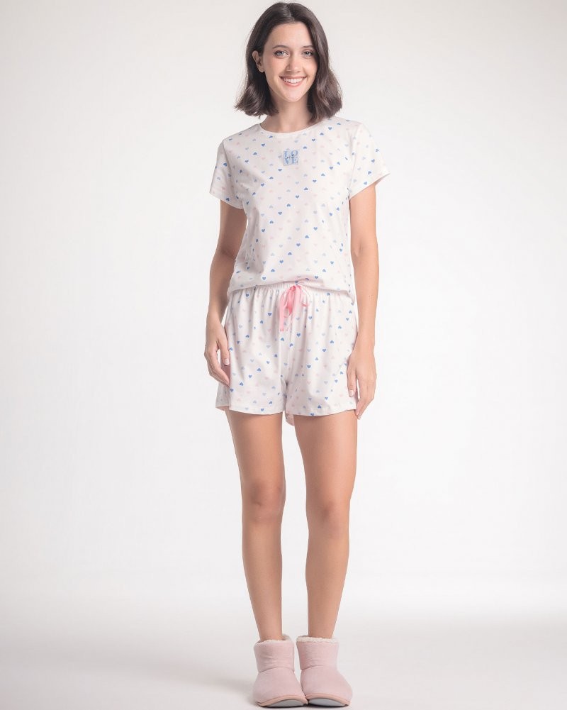 Pijama Feminino Manga Curta com Shorts