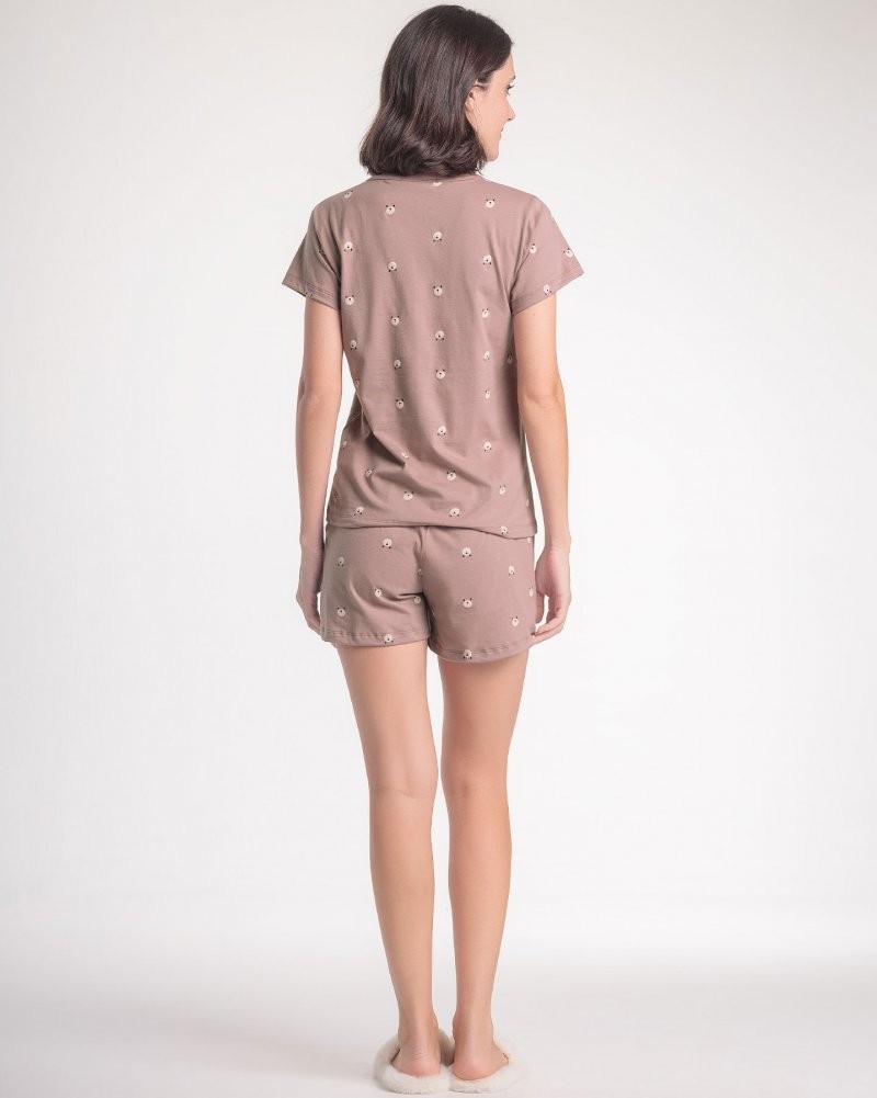 Pijama Feminino Manga Curta Com Shorts