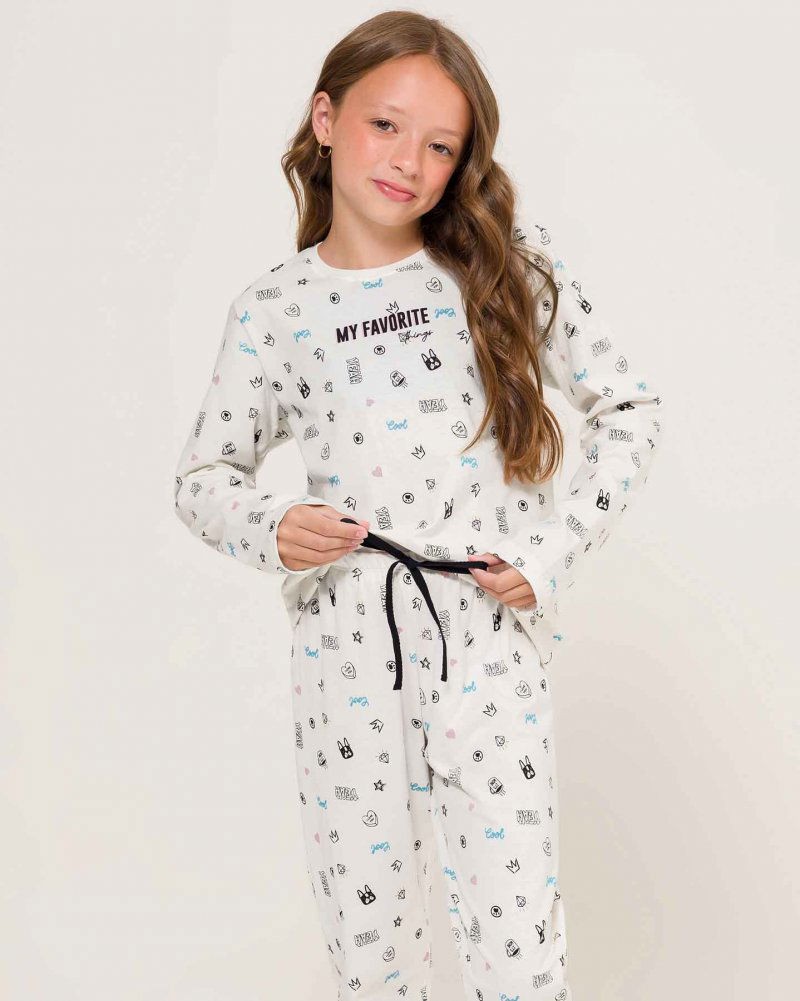 Pijama Infantil Feminino Manga Longa Com Calça Pijama Infantil Feminino Manga Longa Com Calça