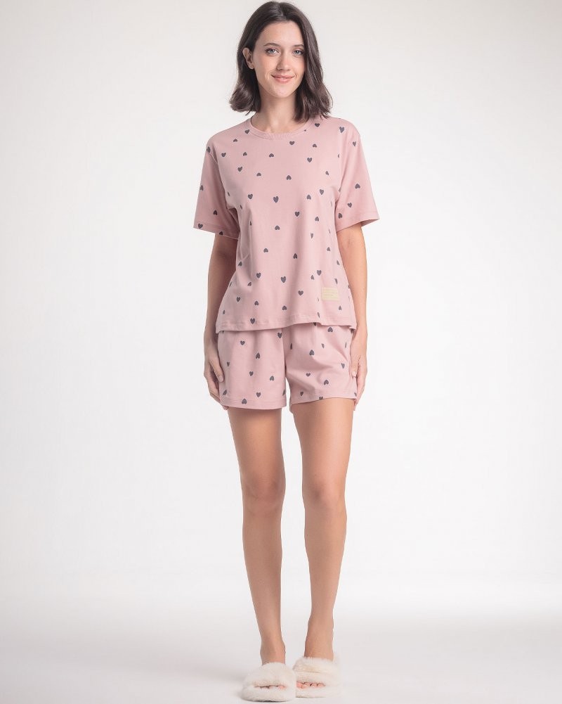 Pijama Feminino Manga Curta Com Shorts