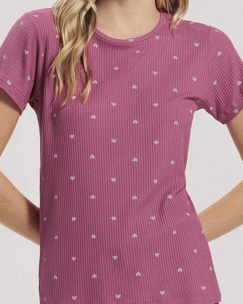 Pijama Feminino Manga Curta Com Shorts