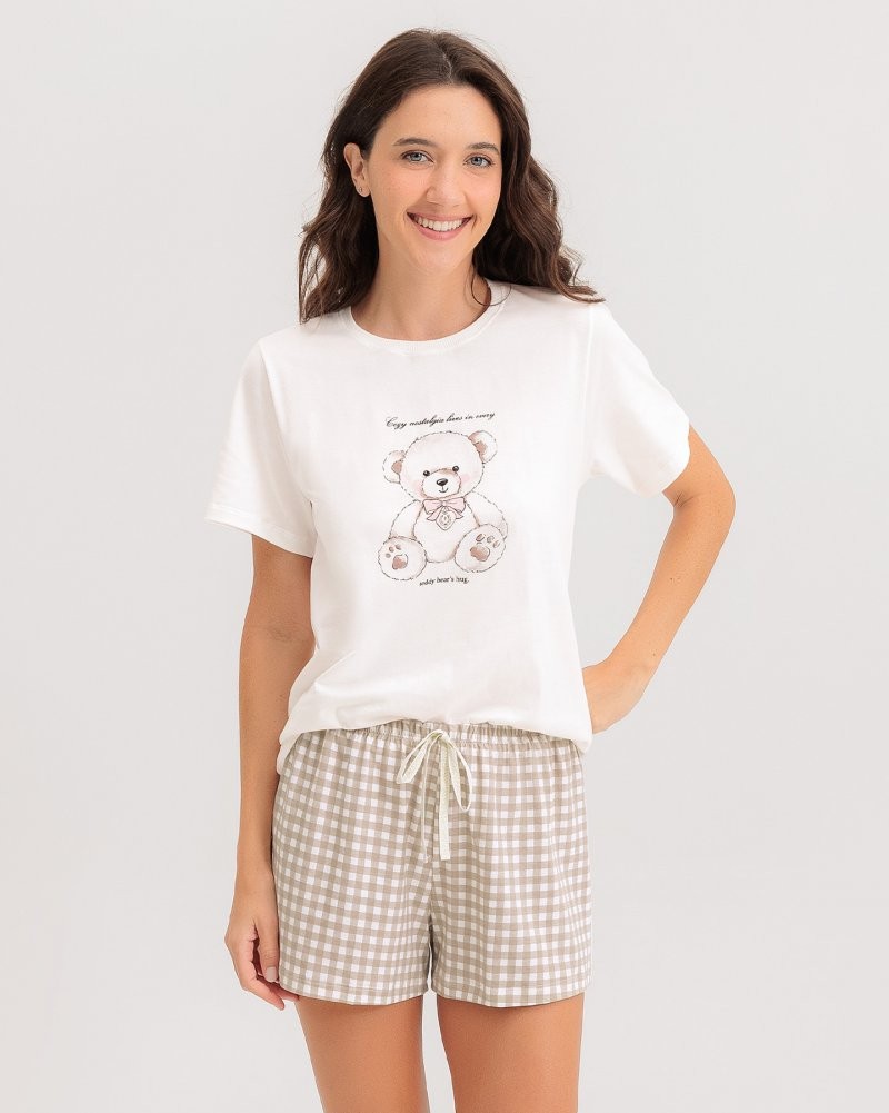 Pijama Feminino Manga Curta Com Shorts