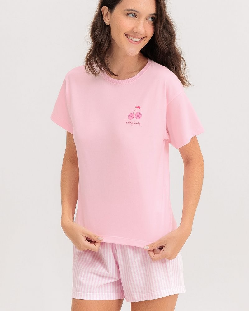 Pijama Feminino Manga Curta Com Shorts