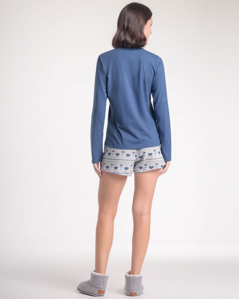 Pijama Feminino Manga Longa Com Shorts