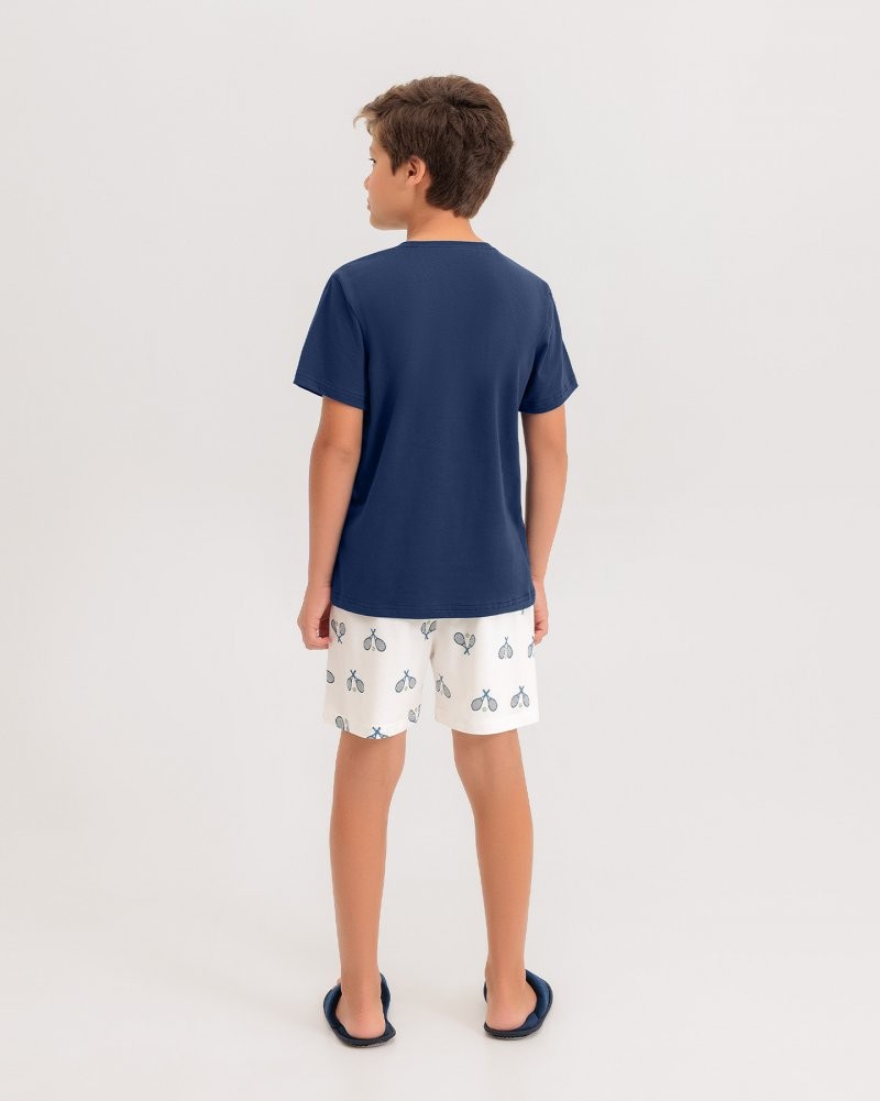 Pijama Masculino Infantil Manga Curta Com Bermuda Pijama Masculino Infantil Manga Curta Com Bermuda
