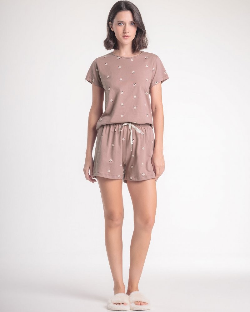 Pijama Feminino Manga Curta Com Shorts