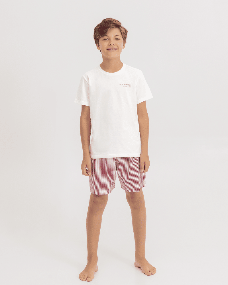 Pijama Masculino Infantil Manga Curta Com Shorts