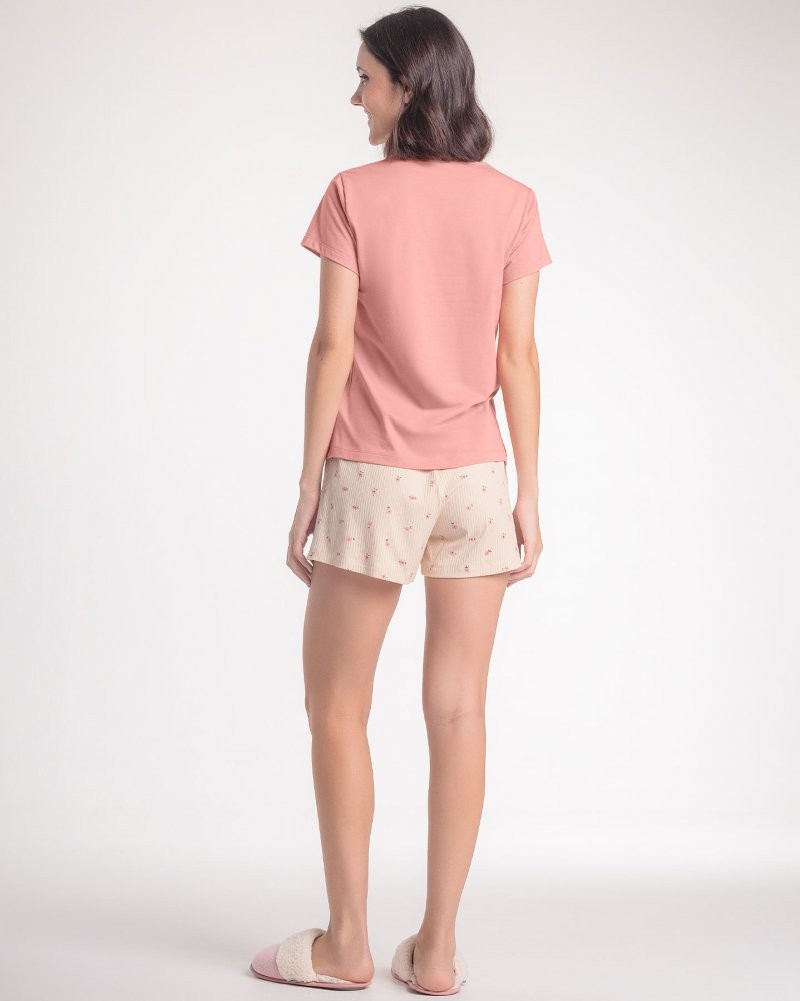 Pijama Feminino Manga Curta com Shorts