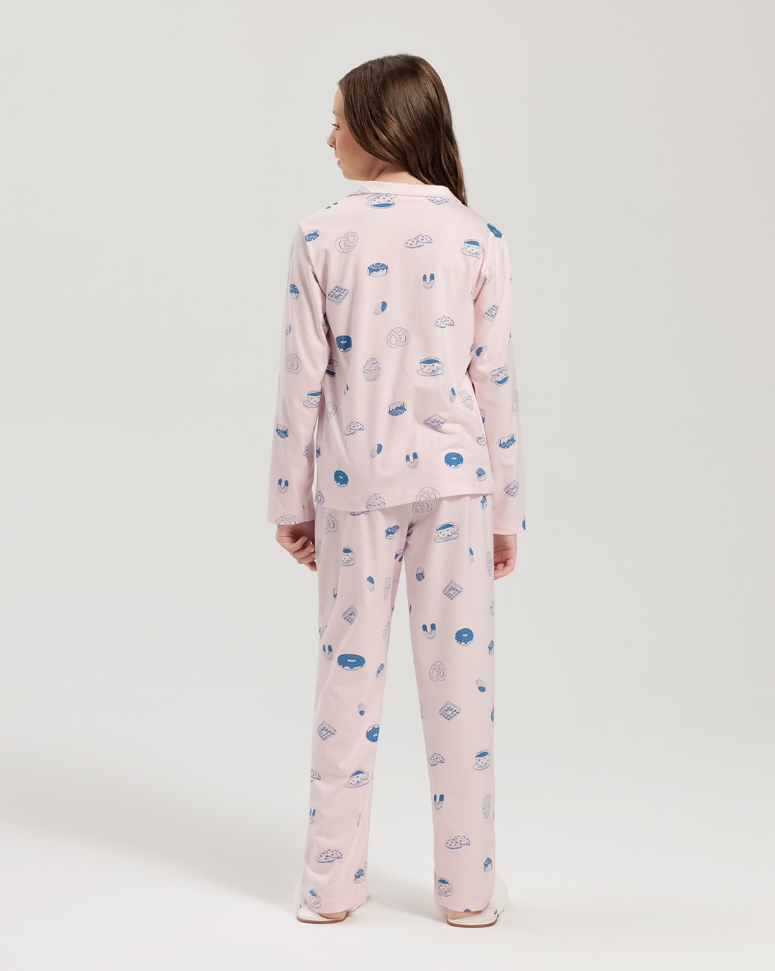 Pijama Feminino Infantil Manga Longa Americano Com Calça Pijama Feminino Infantil Manga Longa Americano Com Calça