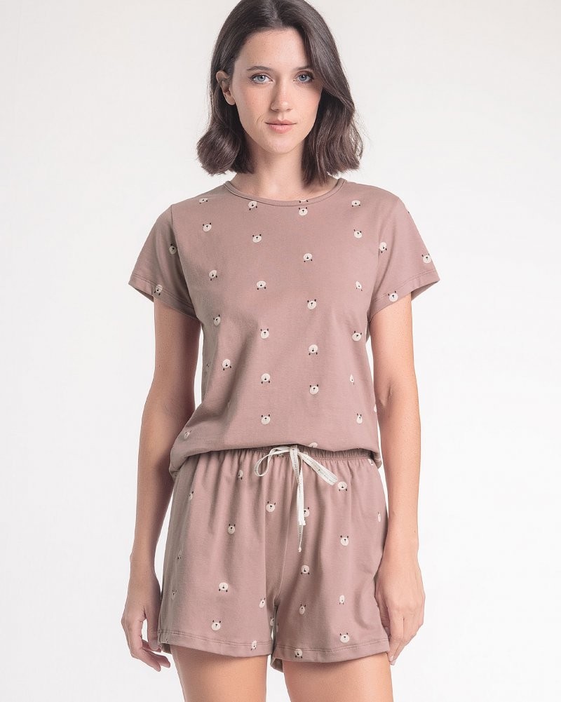 Pijama Feminino Manga Curta Com Shorts