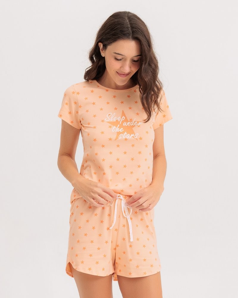 Pijama Feminino Manga Curta Com Shorts