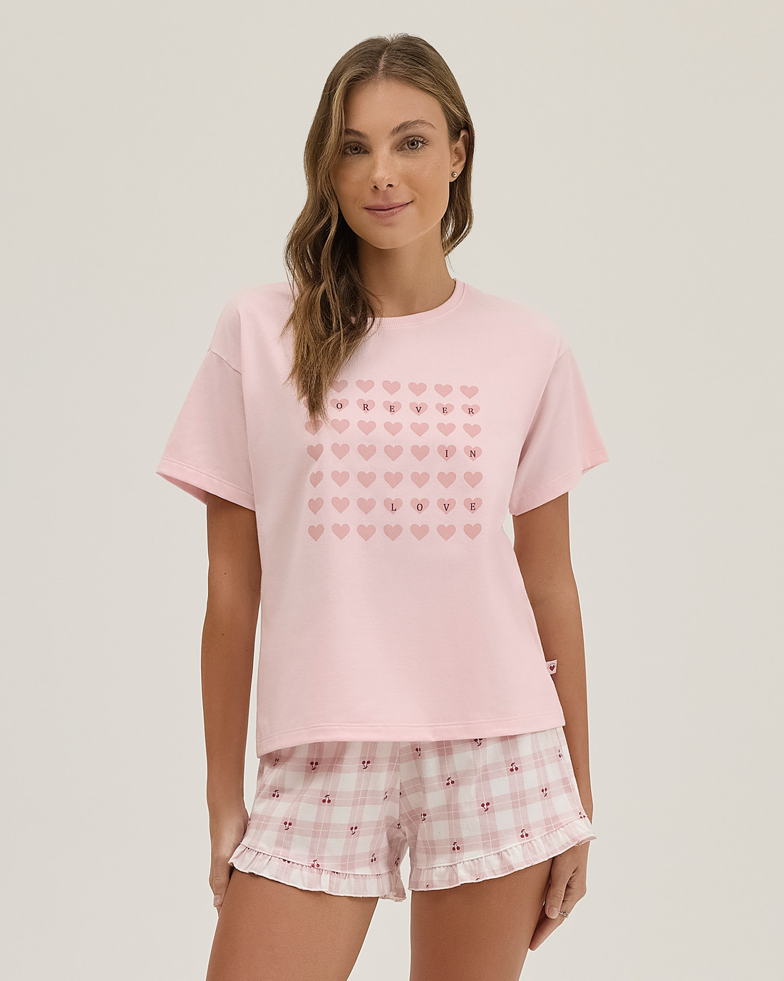 Pijama Feminino Manga Curta Com Shorts