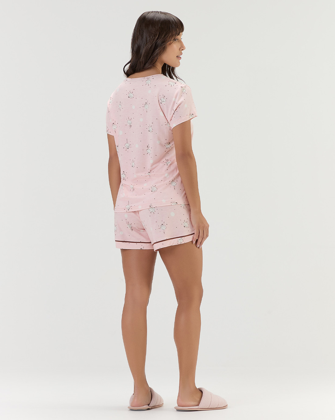 Pijama Feminino Manga Curta Com Shorts