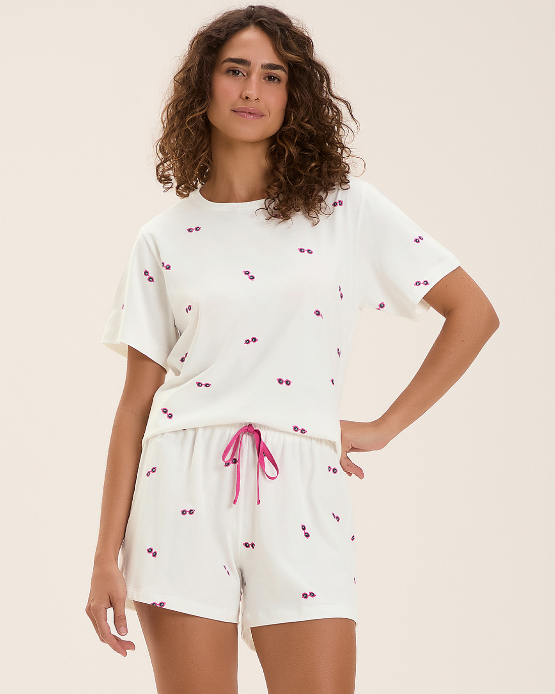 Pijama Feminino Manga Curta Com Shorts