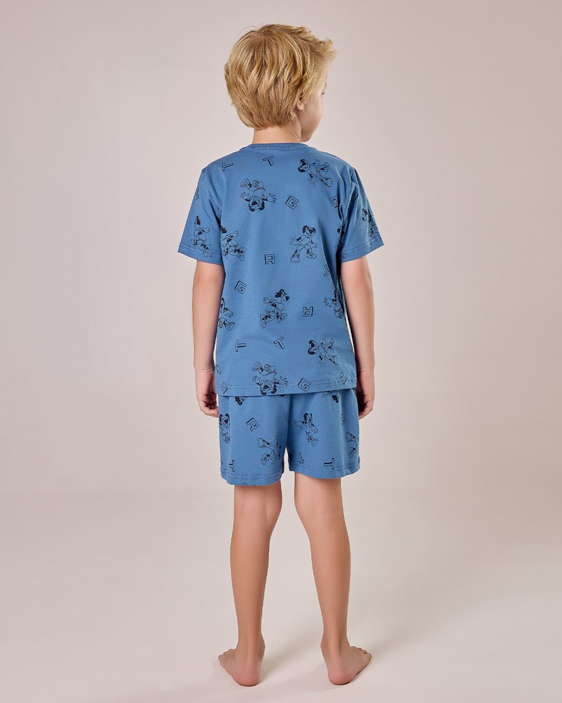 Pijama Masculino Infantil Manga Curta Com Bermuda