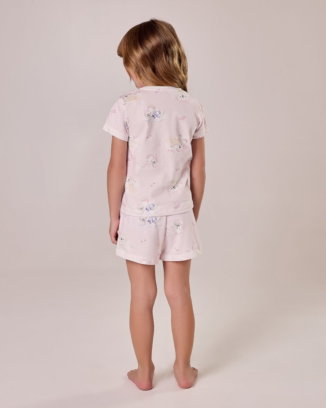 Pijama Feminino Infantil Manga Curta Com Shorts Pijama Feminino Infantil Manga Curta Com Shorts