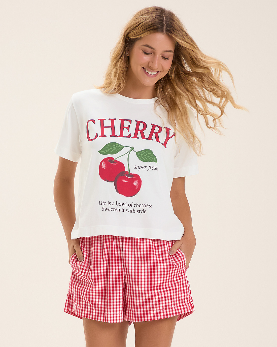Conjunto Feminino Manga Curta Com Shorts