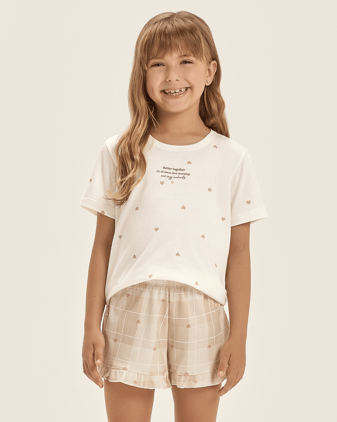 Pijama Feminino Infantil Manga Curta Com Shorts Pijama Feminino Infantil Manga Curta Com Shorts