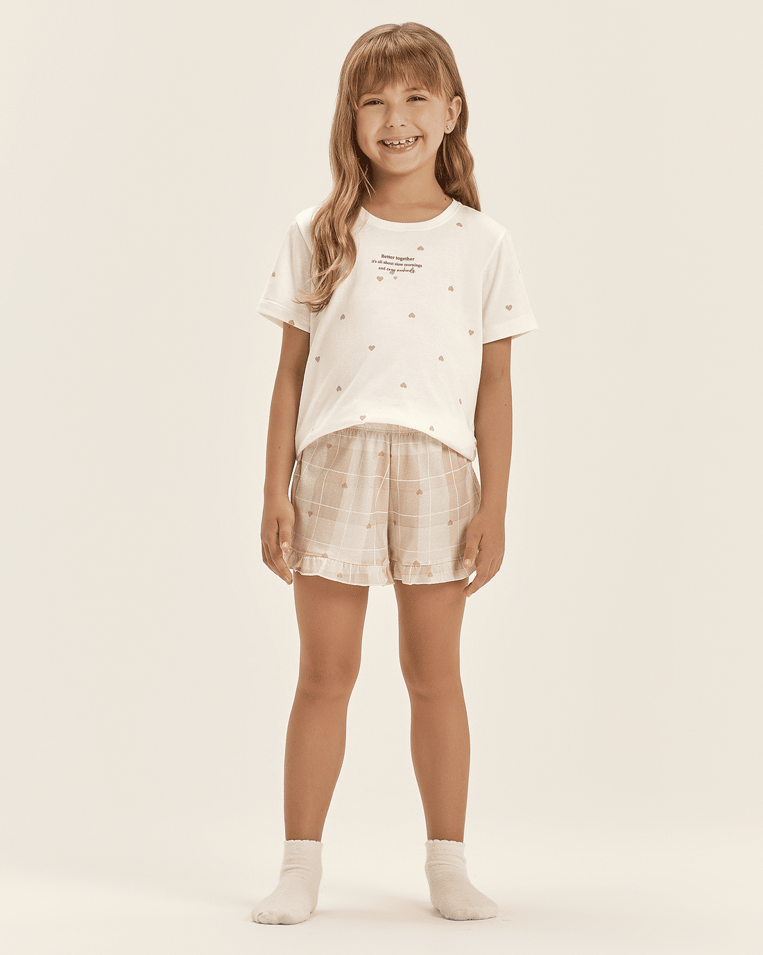 Pijama Feminino Infantil Manga Curta Com Shorts Pijama Feminino Infantil Manga Curta Com Shorts